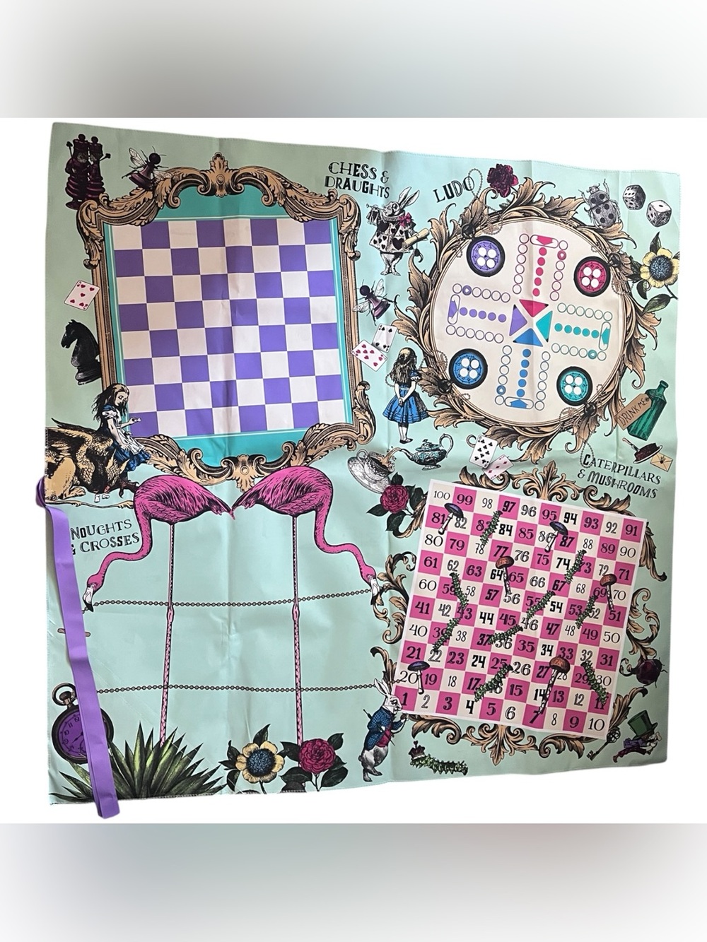 Alice in Wonderland Multi Game Picnic Blanket / Outdoor Game Mat